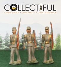 VINTAGE LEAD FIGURES - INDIAN ARMY SOLDIERS X 3 - BRITAINS SCALE 1851