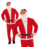 Wert Santa KostüM + Bart Erwachsene Weihnachtsmann Verkleidung Herren KostüM