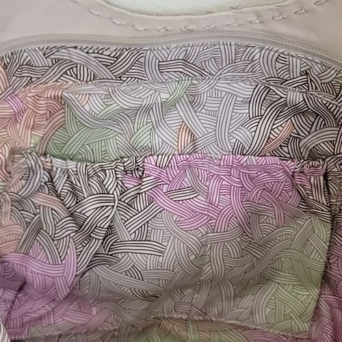 The Sak Large Slouchy Tan, Off White & Polka Dot Block Print Leather Bag Purse - Picture 12 of 16