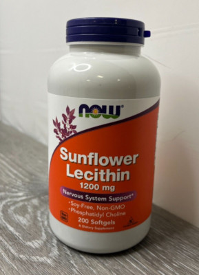 NOW Foods Sunflower Lecithin 1200mg 200 Softgels BB 7/28