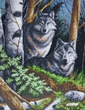 Bead Embroidery Kit Wolves DIY Craft Kit Beaded Needlepoint Beadwork zpt-016