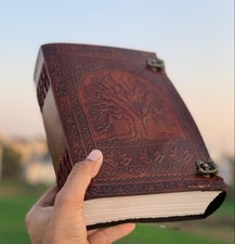 Extra Large 600 Page Brown Tree of Life Leather Journal Unlined Sketchbook Gift