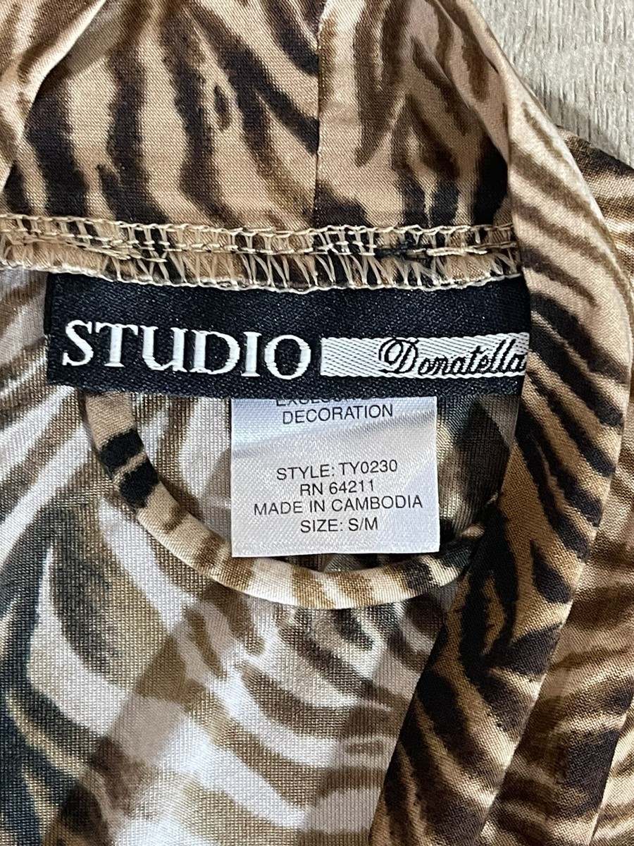 Studio Donatella Tiger Stripes Intimates Sleepwear Dress Wrap Robe Size S/M View 6