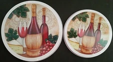 STOVE BURNER COVERS Two Covers/Pk (8"&10"), Wine, Wicker & Cheese Theme