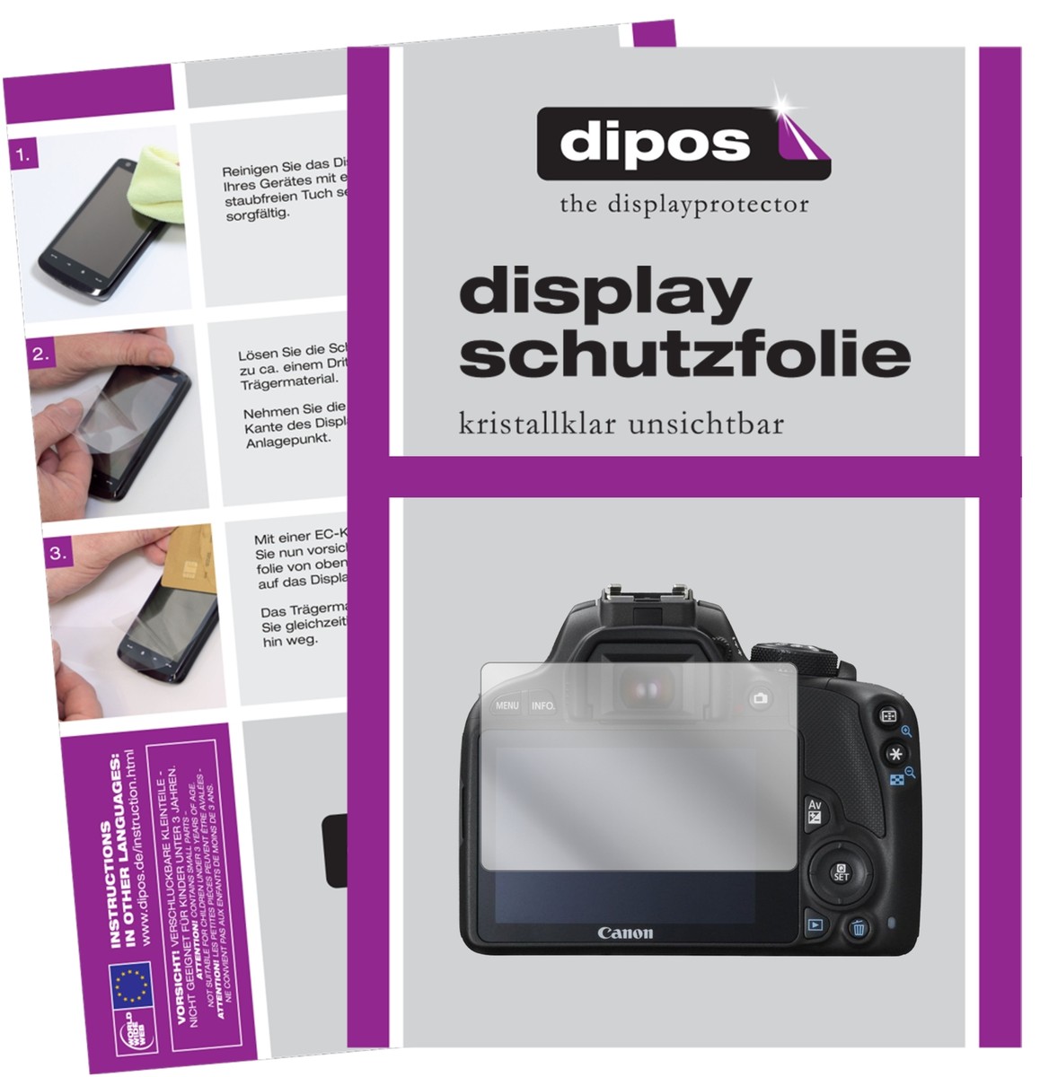 dipos I Pellicola Protettiva opaco compatibile con Canon EOS 300D Protezione Vetro Flessibile 9H