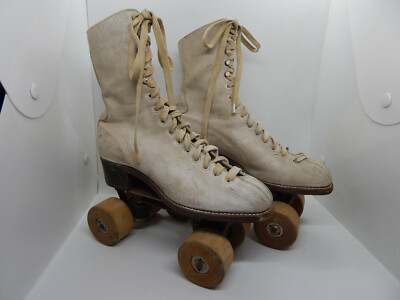 Patins à Roulettes Vintage Chicago Roller Skate Co. - Taille 6 Femmes, Cuir Blanc, Occasion