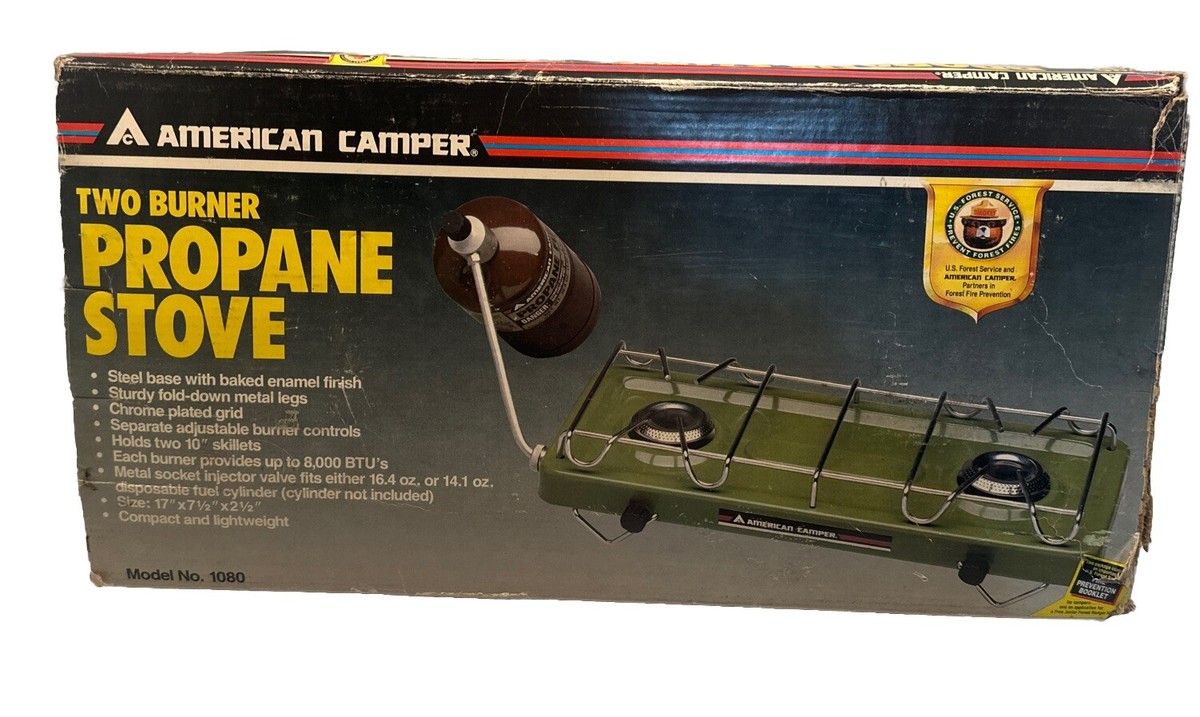 Vintage American Camper Two Burner Propane Stove Model 1080 for