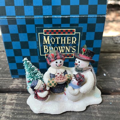 Vintage 1998 Mother Brown s Snowman Family With Pie 