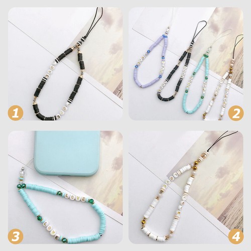 4 Pcs Handy Kette Perlenbesetzter Handyanhänger Smartphone-Kette - Zdjęcie 10 z 12