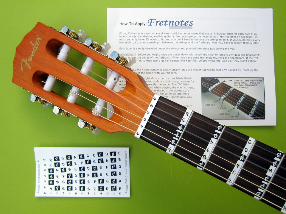 guitare Note AUTOCOLLANTS 3/4 & 1/2 tailles classique Espagnol Manche de guitare - Photo 2/4