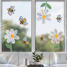 Lilac 8PCS Bee Flower Window Clings for Glass Windows Daisy Window Clings  Pris
