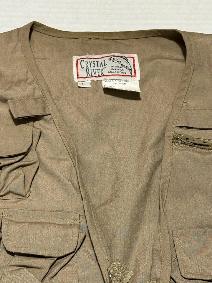 Crystal River Men's Fishing Vest Brown Size Large Multiple Pockets Light Weight - Image 4 of 4