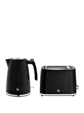 Ensemble bouilloire et grille pain Swan Hexton noir chrome 1,7 L 2 tranches