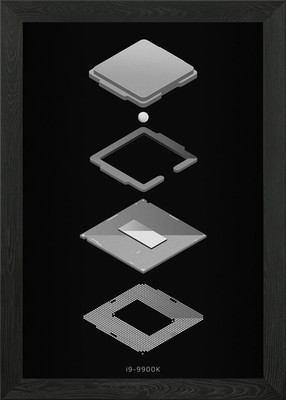 I9 9900K CPU POSTER BW Framed Wall Art Poster Canvas Print Picture