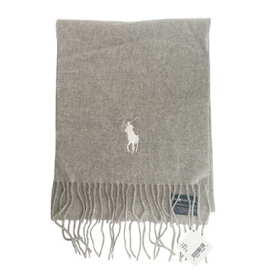NWT Polo Ralph Lauren Signature Beige Lambswool Wool  Wool Scarf Large  Pony