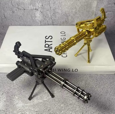 Alloy M134 Minigun Gatling Gun Model Toy 18cm Rotating Barrel PUBG Black/Gold