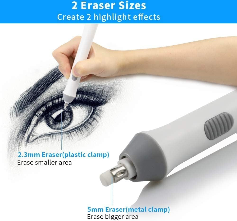 Electric Eraser for Drawing, Battery Operated Eraser with 140 Refills, Electric