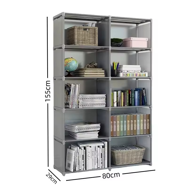 Bibliothèque grise gain de place 155cm pour studio étudiant