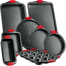 Nutrichef Steel Nonstick Bakeware, 8 Piece Set, Black Set NCSBS8S