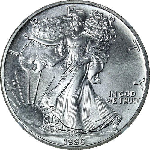 1990 Silver American Eagle $1 NGC MS69 Early Production From US Mint Sealed Box