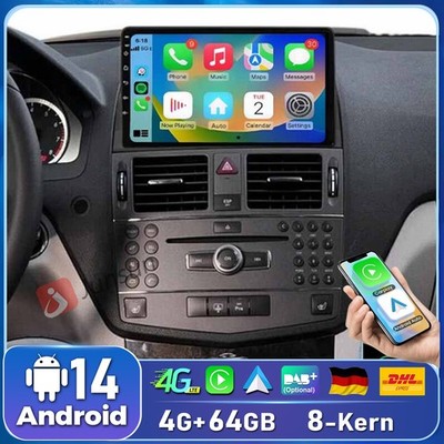 Für Mercedes C Class W204 S204 Android 14 Autoradio GPS NAVI SWC FM DAB+ Carplay