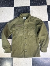 US Army Vintage Shirt Olive Green Cold Weather Field Wool OG-108 Mens S Reg