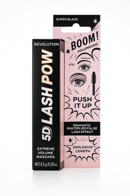 REVOLUTION : 5D LASH POW Mascara Super Black Extreme Volume New No Twist