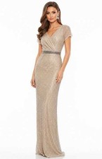 Women's Mac Duggal Gold & Silver Glitter Accented Maxi Dress Size 4