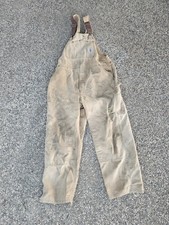 Vintage Carhartt Bib Overalls Mens 40x32 Brown Canvas Double Knee High Back