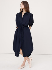 Banana Republic Cotton Poplin Midi Shirt Dress XL | Navy #873178 NEW