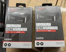 2 PACK Rocketfish RF-G1603 2 Output HDMI Splitter Black HM-ROC