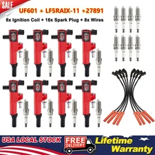 16 Spark Plug + 8 Ignition Coil UF601 and 8 Wires Set For Dodge Dakota V8 4.7L