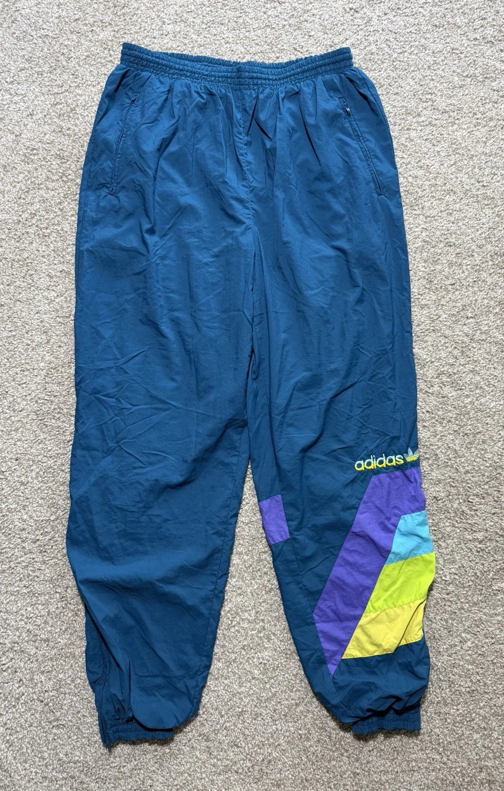 Vintage Adidas Track Pants Retro Windbreakers Mens XL Cuffed Ankle Zipper