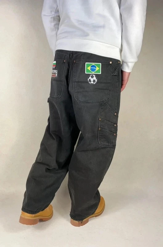 Baggy Pelle Pelle Carpenter Y2K 90s vintage rare Denim pant Large embroided 100 - Photo 1/4