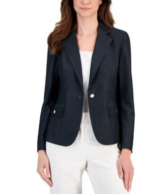 Anne Klein Womens Denim One-Button Blaze Navy 91308767122 2 RT $139.0