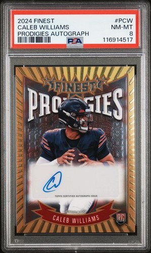 2024 Topps Finest Rookie Caleb Williams Prodigies Autograph PSA 8 P-CW Bears