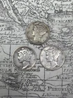 Lot of 3 Mercury Dimes 1942, 1943, 1944 - F-VF EXACT coins pictured -MD11