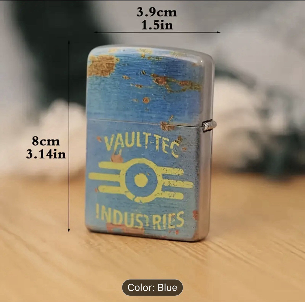 FALLOUT VAULT-TEC VINTAGE STYLE ZIPPO Blue And Yellow