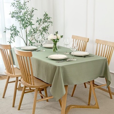 Faux Linen Textured Rectangle Tablecloth Water Resistant Spill-Proof, Soft Ta...