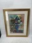 Impressionist Abstract Flower Vase Decorative Wall Art Print In Gold Framed