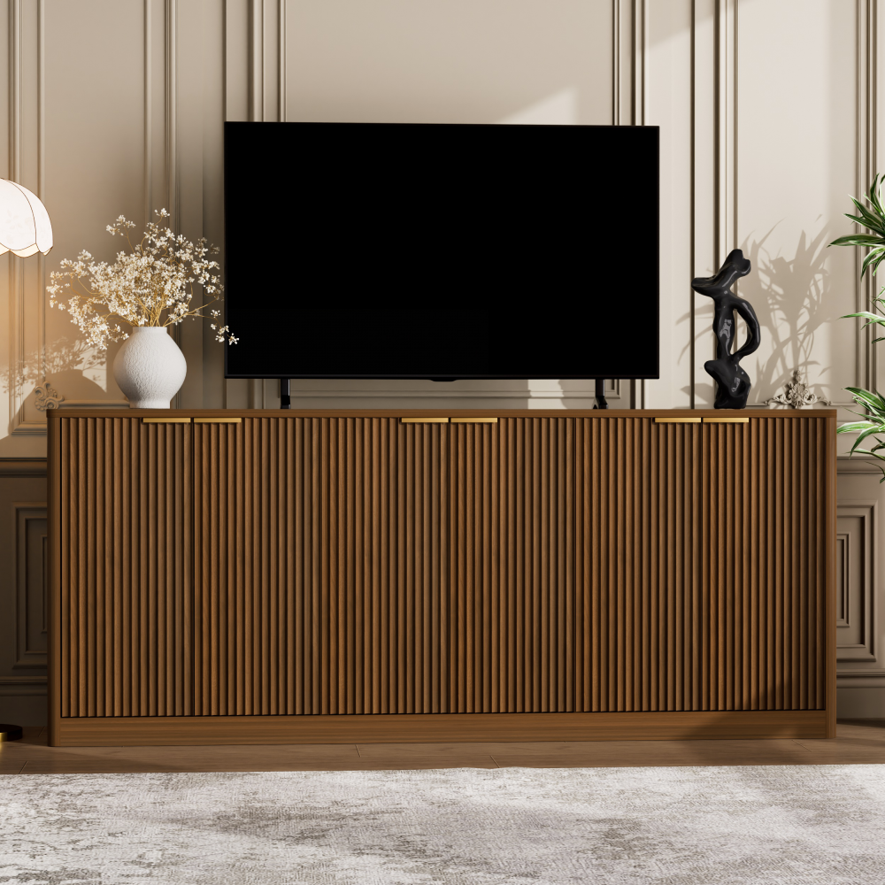 Wavy Edge Cabinet Curved Profile Design Featuring Six Doors