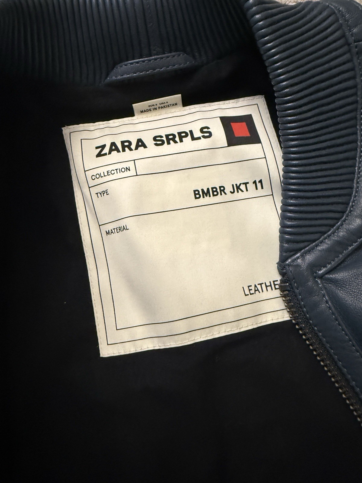 Zara Men’s SRPLS Bomber Real Leather Jacket Duck Blue Small image 7