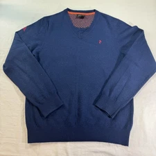 Peak Performance V-Neck John Blue 100% Wool Sweater Men Size L
