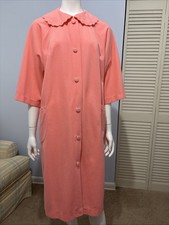 Vintage Komar Pink Velour Pearl Snap Up Robe Housecoat Size L