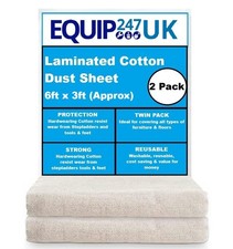 2 x Laminated Cotton Dust Sheets for Painting & Decorating 6'x3' (1.8Mx0.9M)