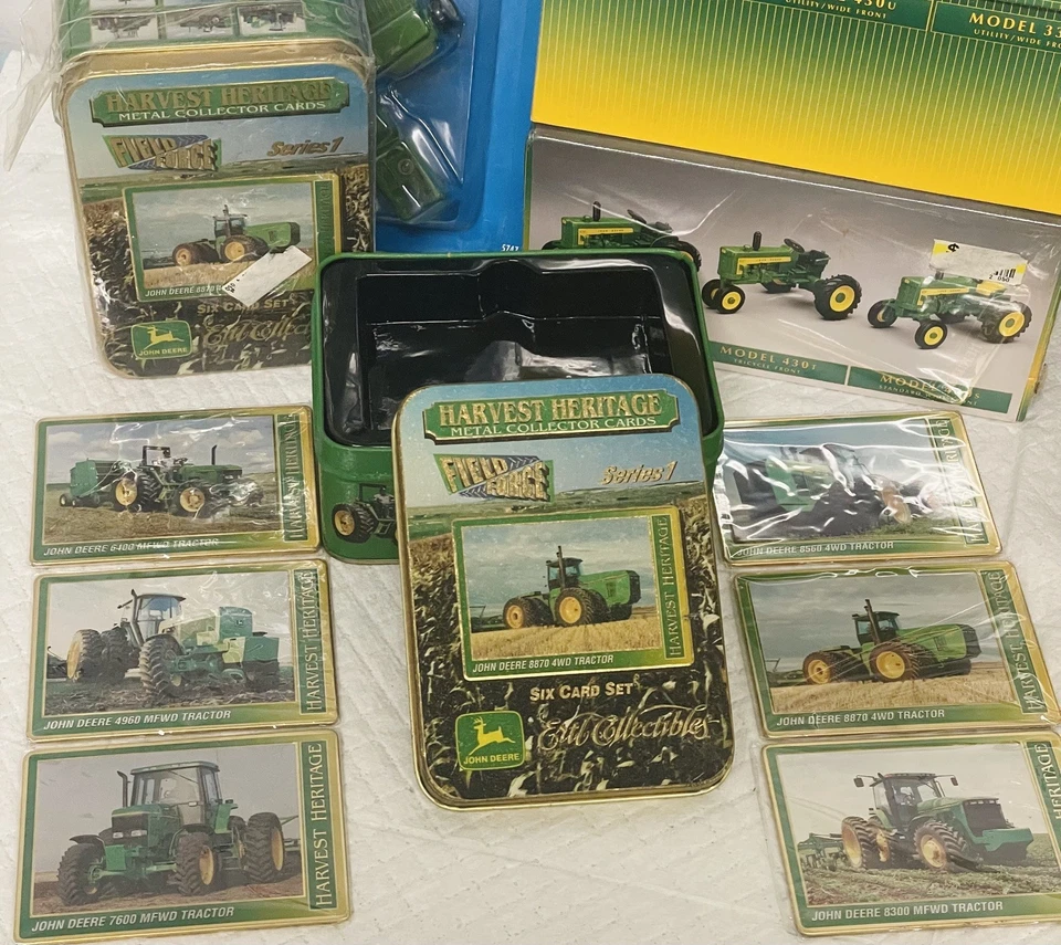 John Deere Lot Ertl 2× Model A 50th Anniv 2× Dubuque Sets 2× Card Tins Blue Pack - Image 2 of 4