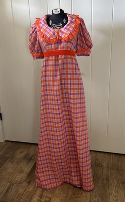 plaid empire waist dress Brown Plaid Empire Waist Sleeveless Dress Tassels Hem