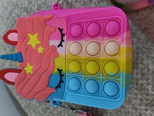 Rainbow Unicorn Pop It Purse - Silicone Crossbody Fidget Toy Shoulder girl bag