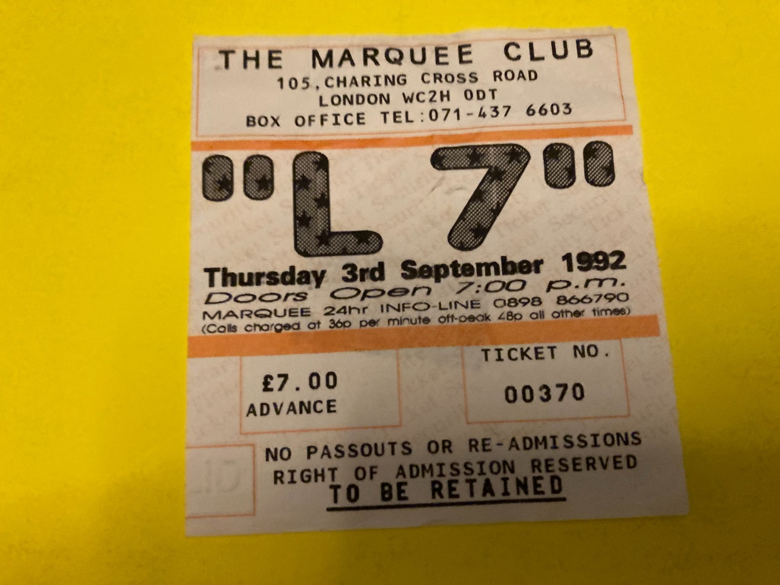 L7 Concert Ticket Stub 1992 | eBay
