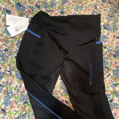 Dover Saddlery Full Seat Riding Tights Polyester Black/Blue Small